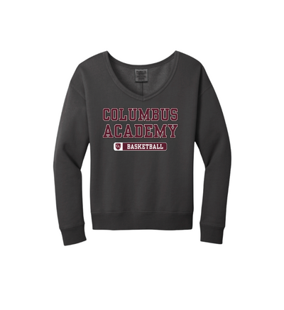 Women's Columbus Academy Basketball Graphic Beach Wash V-Neck Sweatshirt Bowling