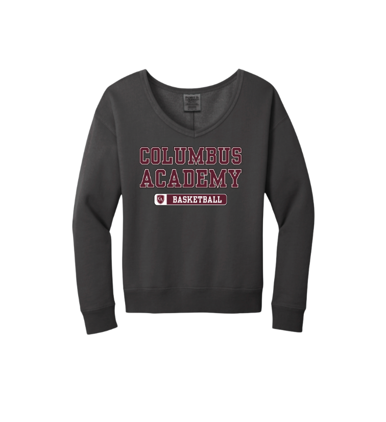 Women's Columbus Academy Basketball Graphic Beach Wash V-Neck Sweatshirt Bowling