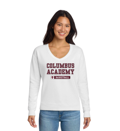 Women's Columbus Academy Basketball Graphic Beach Wash V-Neck Sweatshirt Bowling