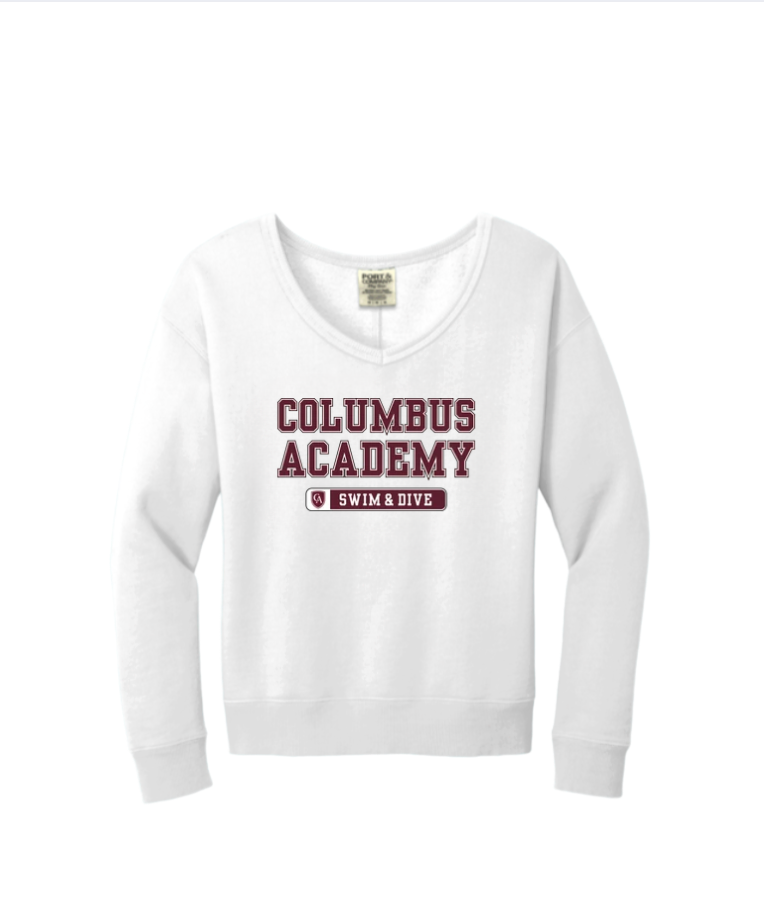 Women's Columbus Academy Swim & Dive Graphic Beach Wash V-Neck Sweatshirt