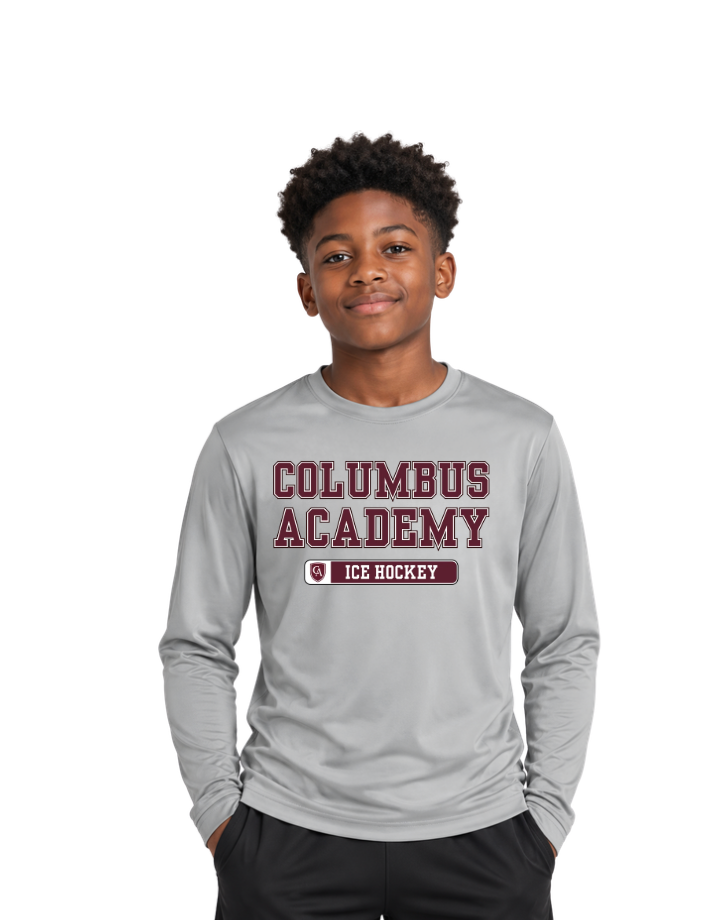 Youth Columbus Academy Ice Hockey Graphic Performance Long Sleeve Tee