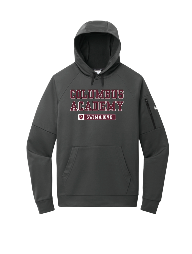 Adult Unisex Columbus Academy Swim & Dive Graphic Nike Therma-FIT Pocket Pullover Performance Fleece Hoodie