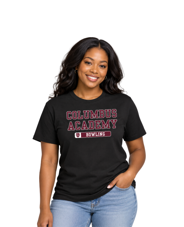 Adult Unisex Columbus Academy Bowling Graphic Performance Short Sleeve Tee