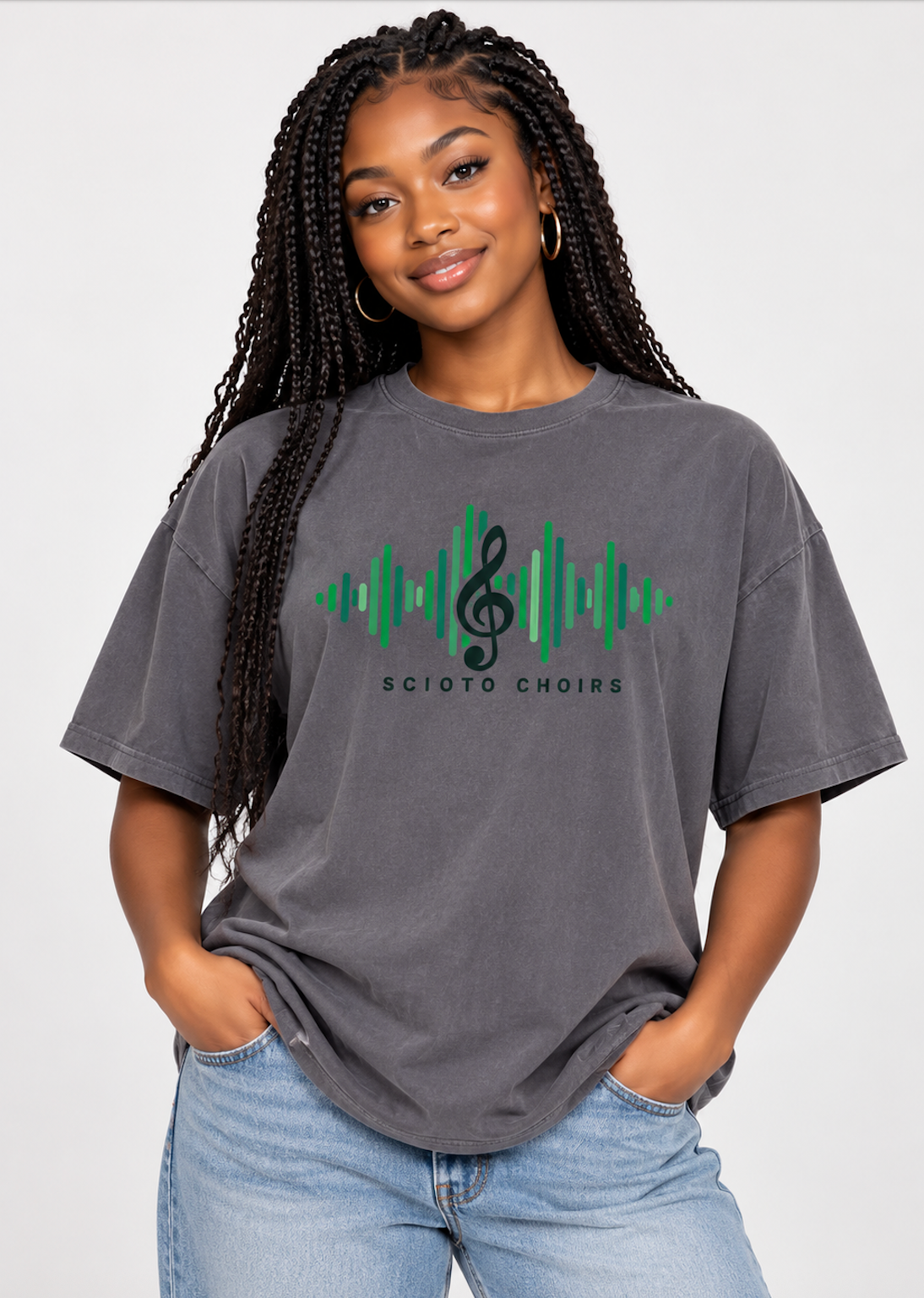 Adult Unisex Dublin Scioto Choirs Sound Wave Graphic Vintage Mineral Washed Tee