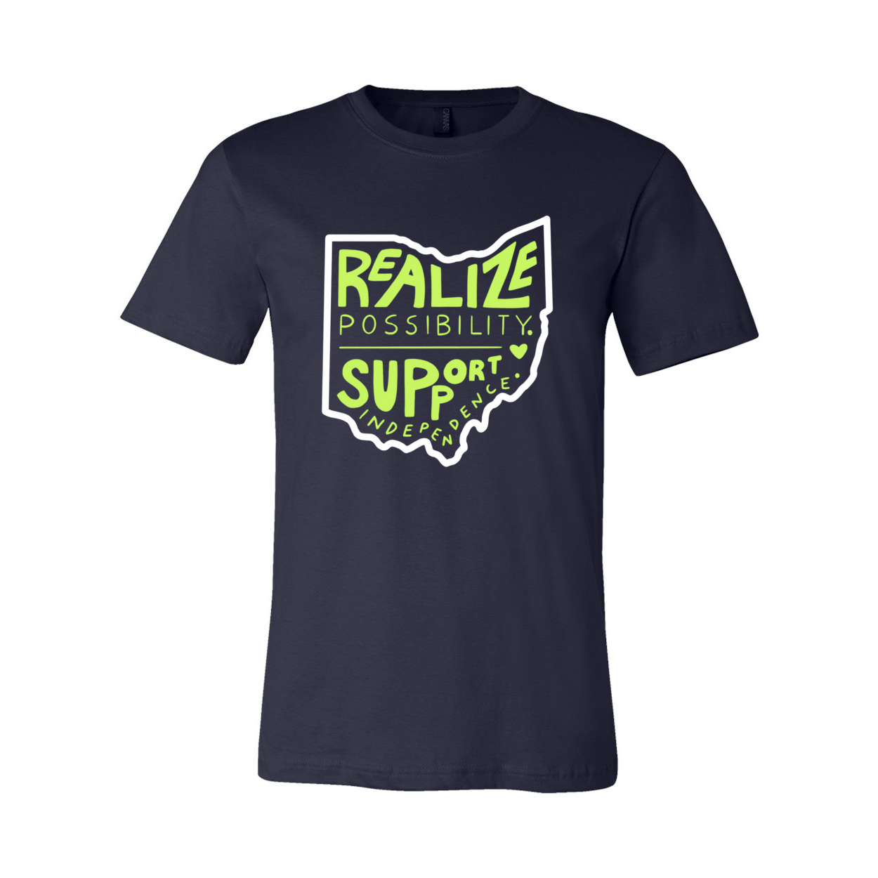 Adult Unisex "Realize Possibilities Support Independence" Bridgeway Graphic Short Sleeve Tee