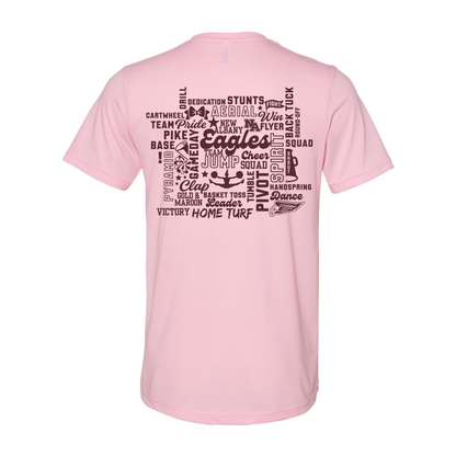 Adult Unisex Super Soft Cheer Words with Back Graphic Short Sleeve Graphic Tee - New Albany Eagles