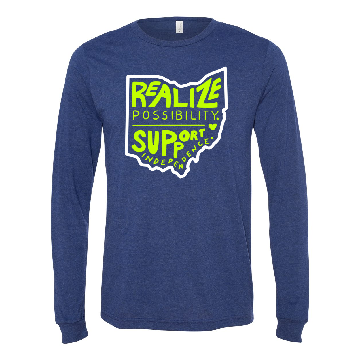 Adult Unisex "Realize Possibility Support Independence" Bridgeway Graphic Long Sleeve