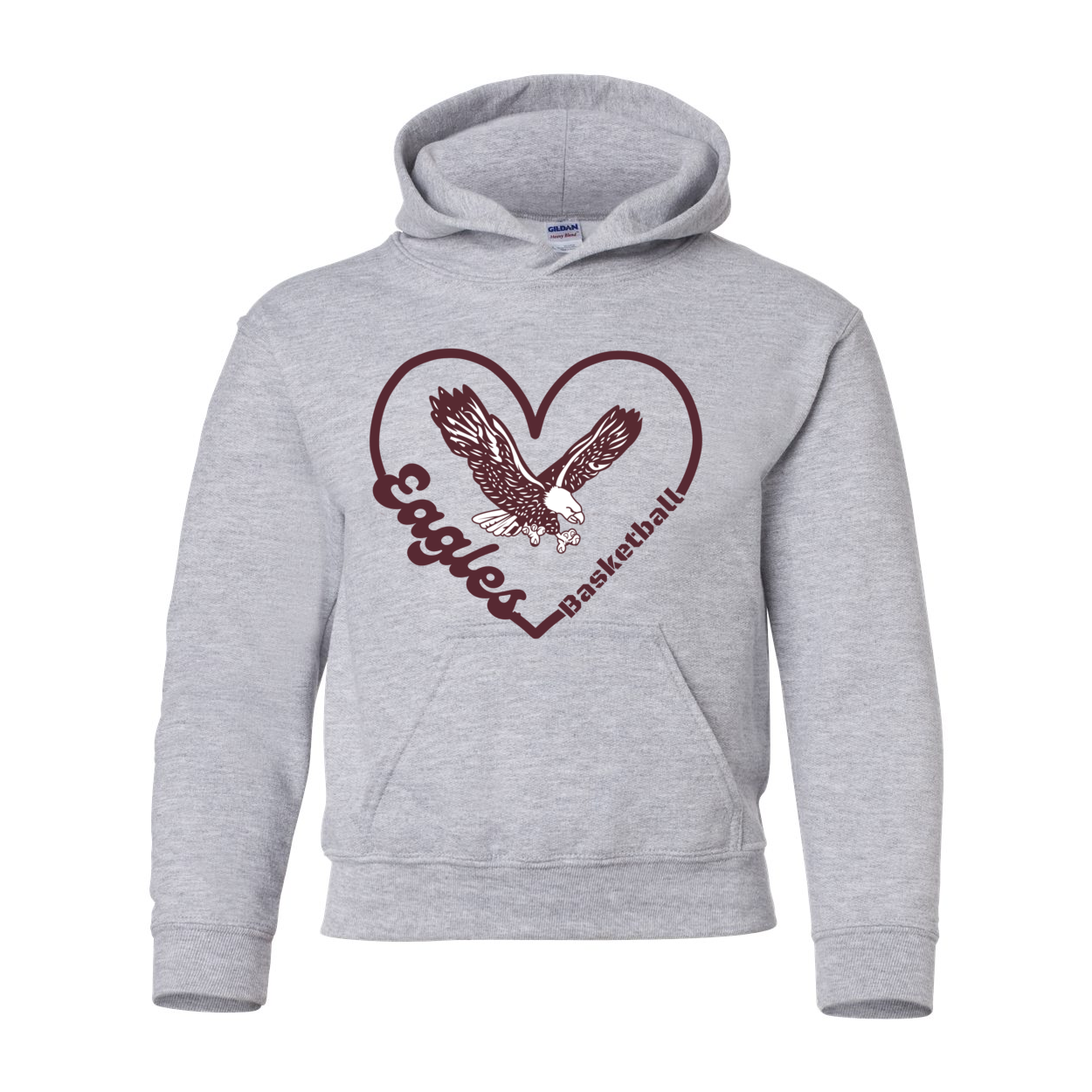 Youth Eagles Basketball Heart Graphic Hoodie