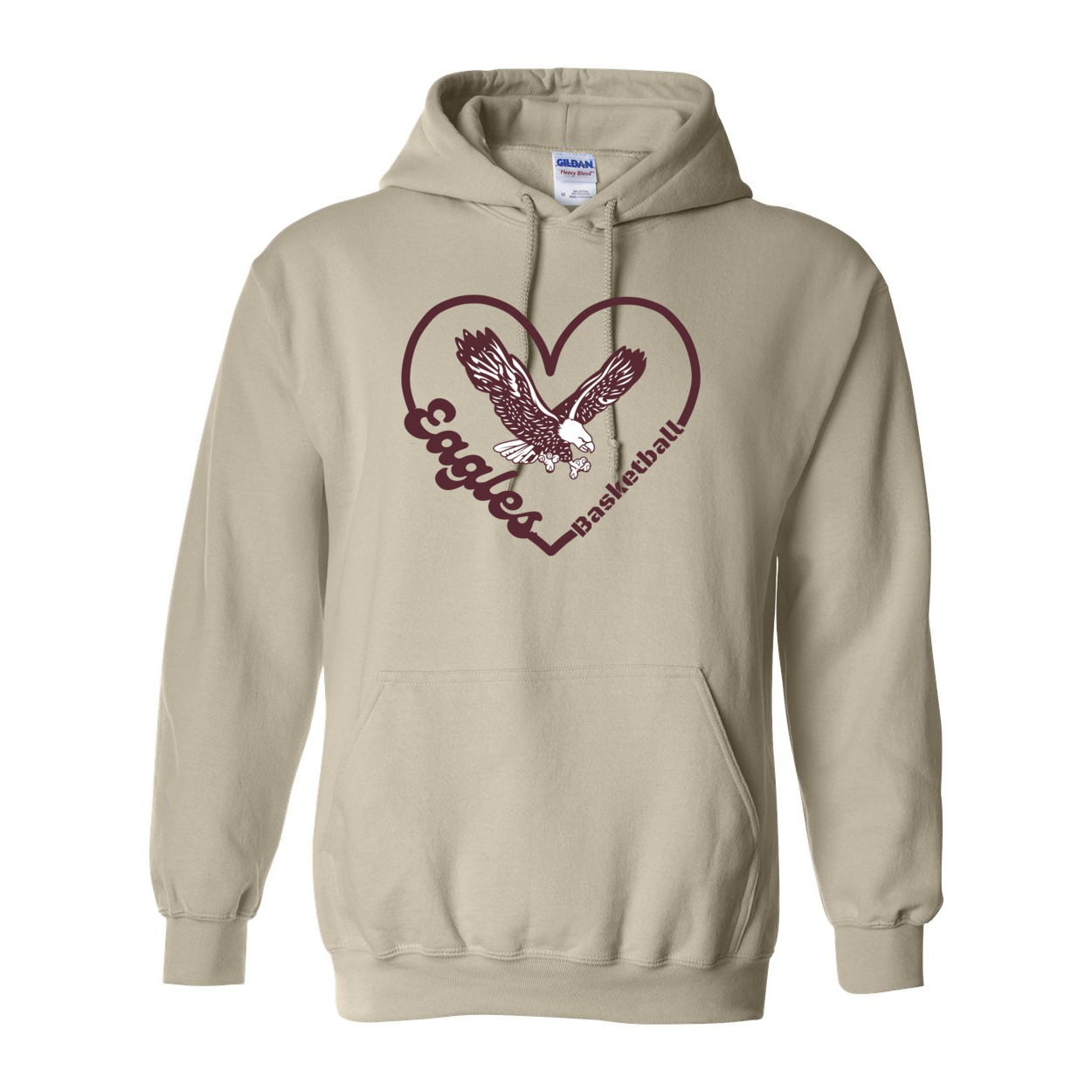 Adult Unisex Eagles Basketball Heart Graphic Hoodie