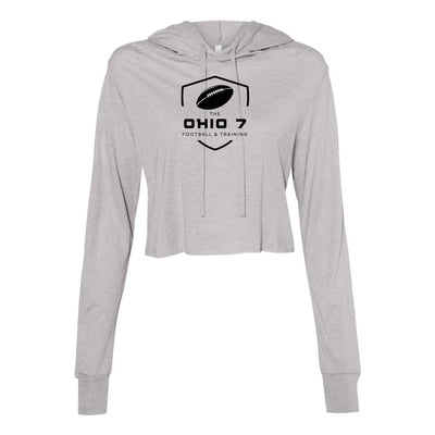 Women’s The Ohio 7 Black Logo Super Soft Cropped Long Sleeve Hooded Tee