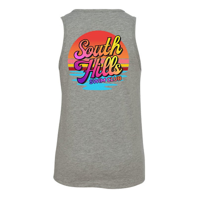 Youth South Hills Swim Club Sunset Script Graphic Tank