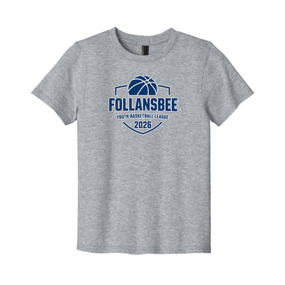 Kids Follansbee Youth Basketball Tee - Blue and White Logo