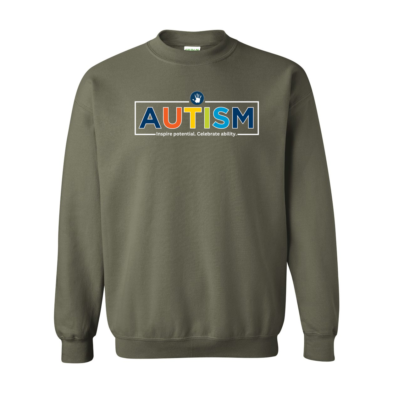 Adult Unisex "Autism Inspire Potential Celebrate Ability" Bridgeway Graphic Crewneck Sweatshirt