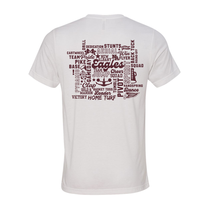 Adult Unisex Super Soft Cheer Words with Back Graphic Short Sleeve Graphic Tee - New Albany Eagles