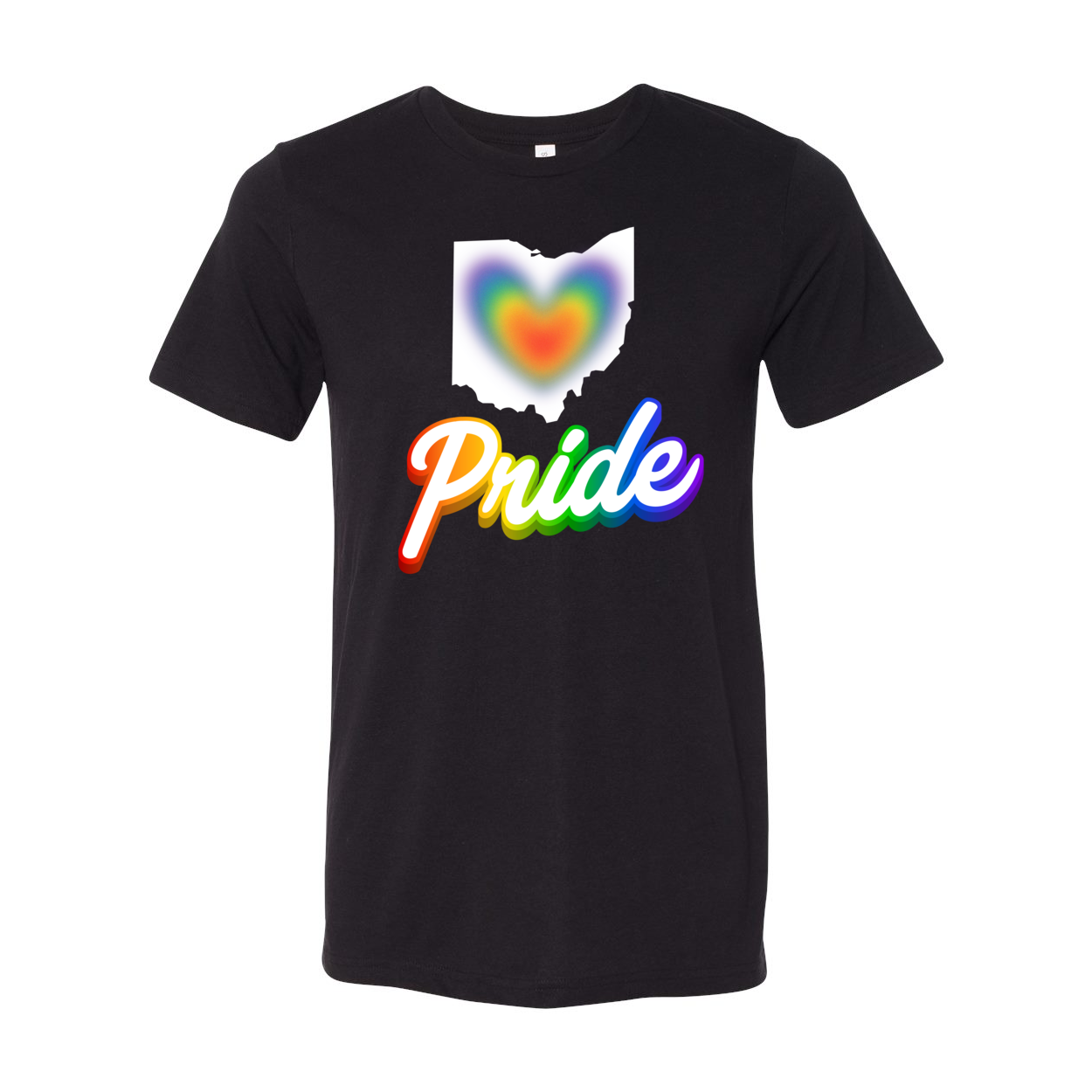 Adult Unisex Ohio Rainbow Heart Pride Super Soft Short Sleeve Graphic Tee - Ohio