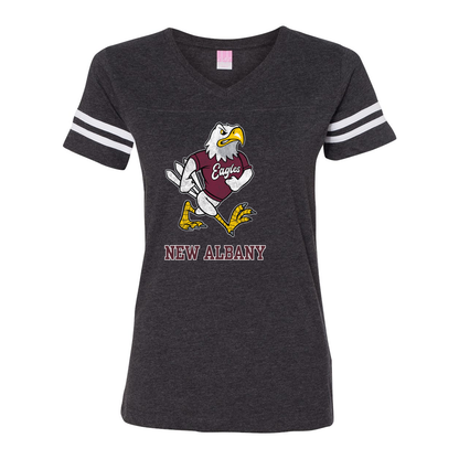 Women's Vintage Fighting Eagle Graphic Short Sleeve Football Ringer Tee