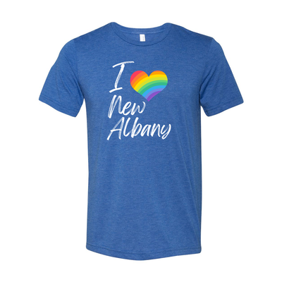 Adult Unisex City Rainbow Pride Heart Super Soft Short Sleeve Graphic Tee - New Albany