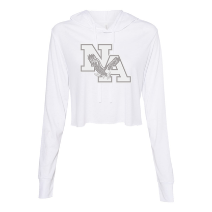 Women’s Super Soft Cropped White Muted Long Sleeve Hooded Tee