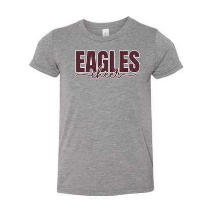 Youth Super Soft Cheer Words with Back Graphic Short Sleeve Graphic Tee - New Albany Eagles