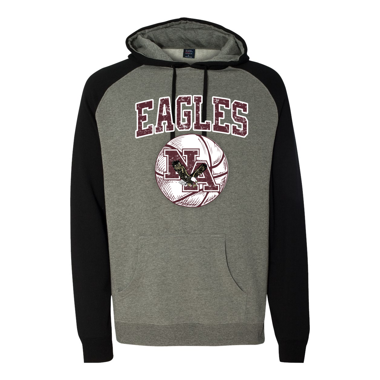 Adult Unisex Vintage Eagles Basketball Raglan Hoodie