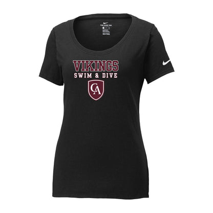 Women's Columbus Academy Vikings Swim & Dive Graphic Nike Core Cotton Scoop Neck Tee