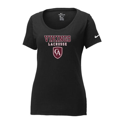 Women's Columbus Academy Vikings Lacrosse Graphic Nike Core Cotton Scoop Neck Tee