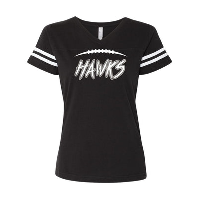 Women's Westerville Central Fighting Football Hawks Graphic Football V-Neck Jersey Tee