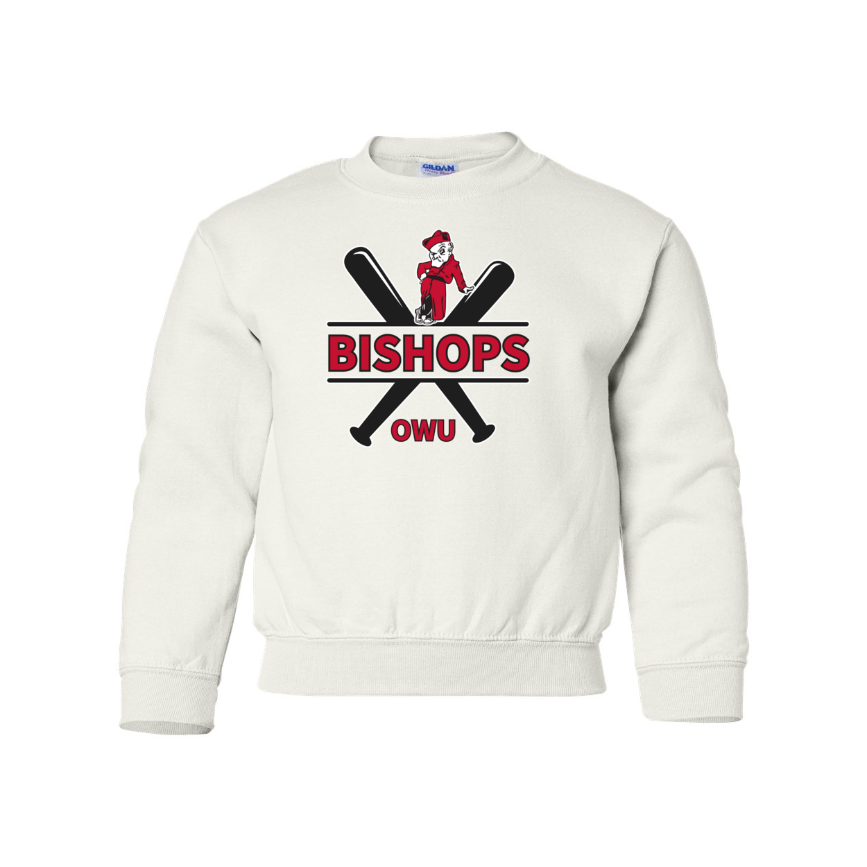 Youth Bishops Baseball Crossbat Graphic Sweatshirt - Ohio Wesleyan University