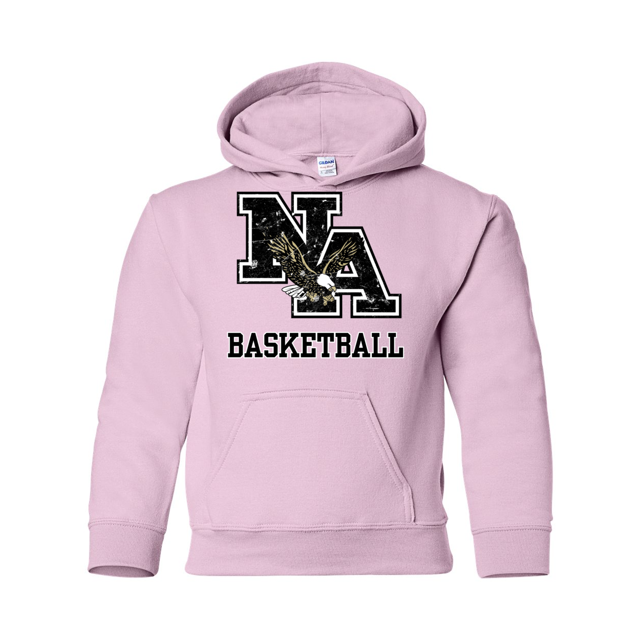 Youth Vintage Distressed Black Logo Basketball Graphic Hoodie