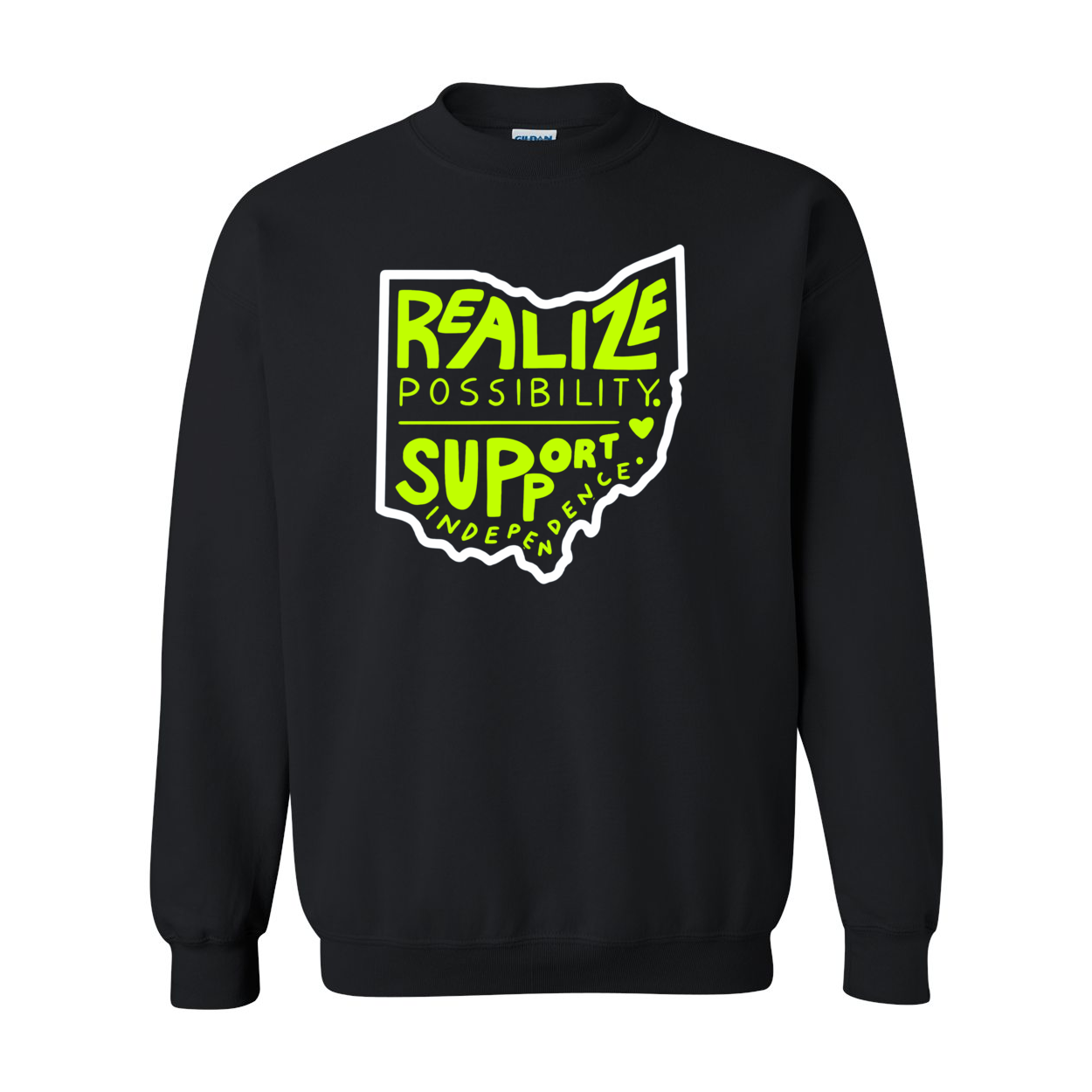 Adult Unisex "Realize Possibility Support Independence" Bridgeway Graphic Crewneck Sweatshirt