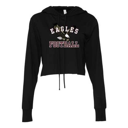 Women’s Super Soft Cropped Flying Football Eagle Long Sleeve Hooded Tee