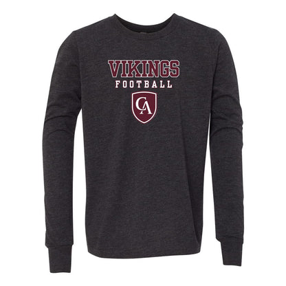 Youth Columbus Academy Vikings Football Bella + Canvas Long Sleeve Soft Tee