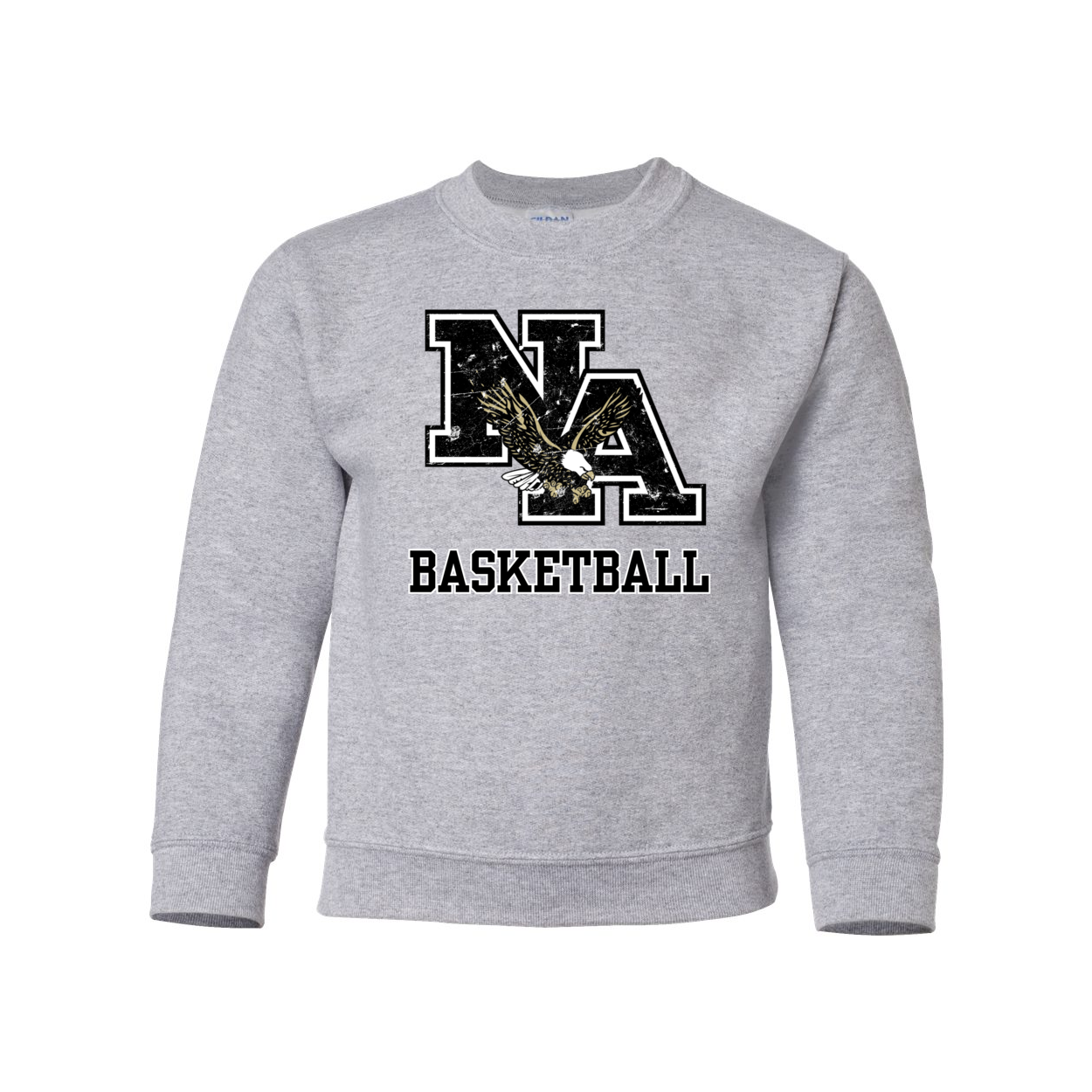 Youth Vintage Distressed Black Logo Basketball Graphic Sweatshirt