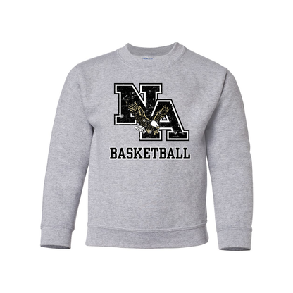 Youth Vintage Distressed Black Logo Basketball Graphic Sweatshirt