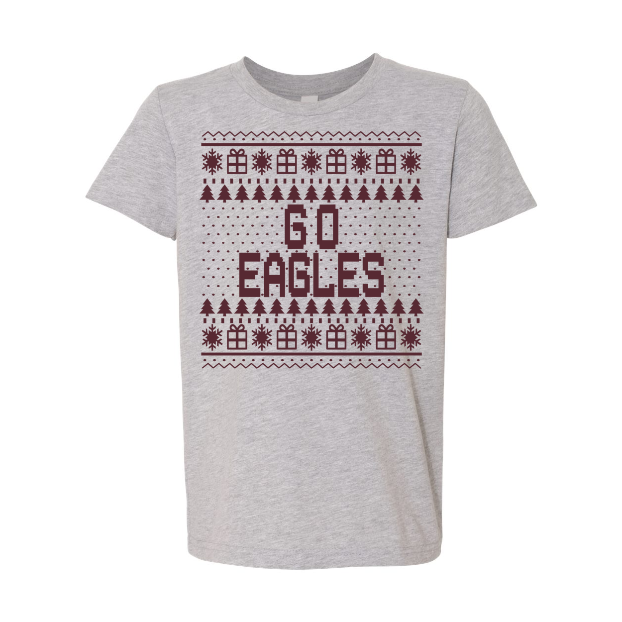 Youth Go Eagles Fairisle Holiday Graphic Short Sleeve Soft Tee