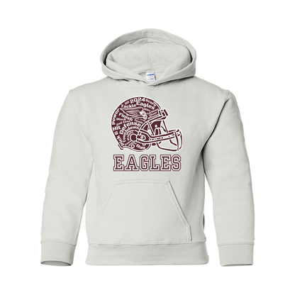 Youth Football Words Helmet Graphic Hoodie