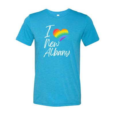 Adult Unisex City Rainbow Pride Heart Super Soft Short Sleeve Graphic Tee - New Albany