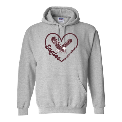 Adult Unisex Eagles Basketball Heart Graphic Hoodie