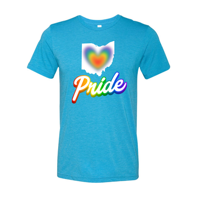 Adult Unisex Ohio Rainbow Heart Pride Super Soft Short Sleeve Graphic Tee - Ohio
