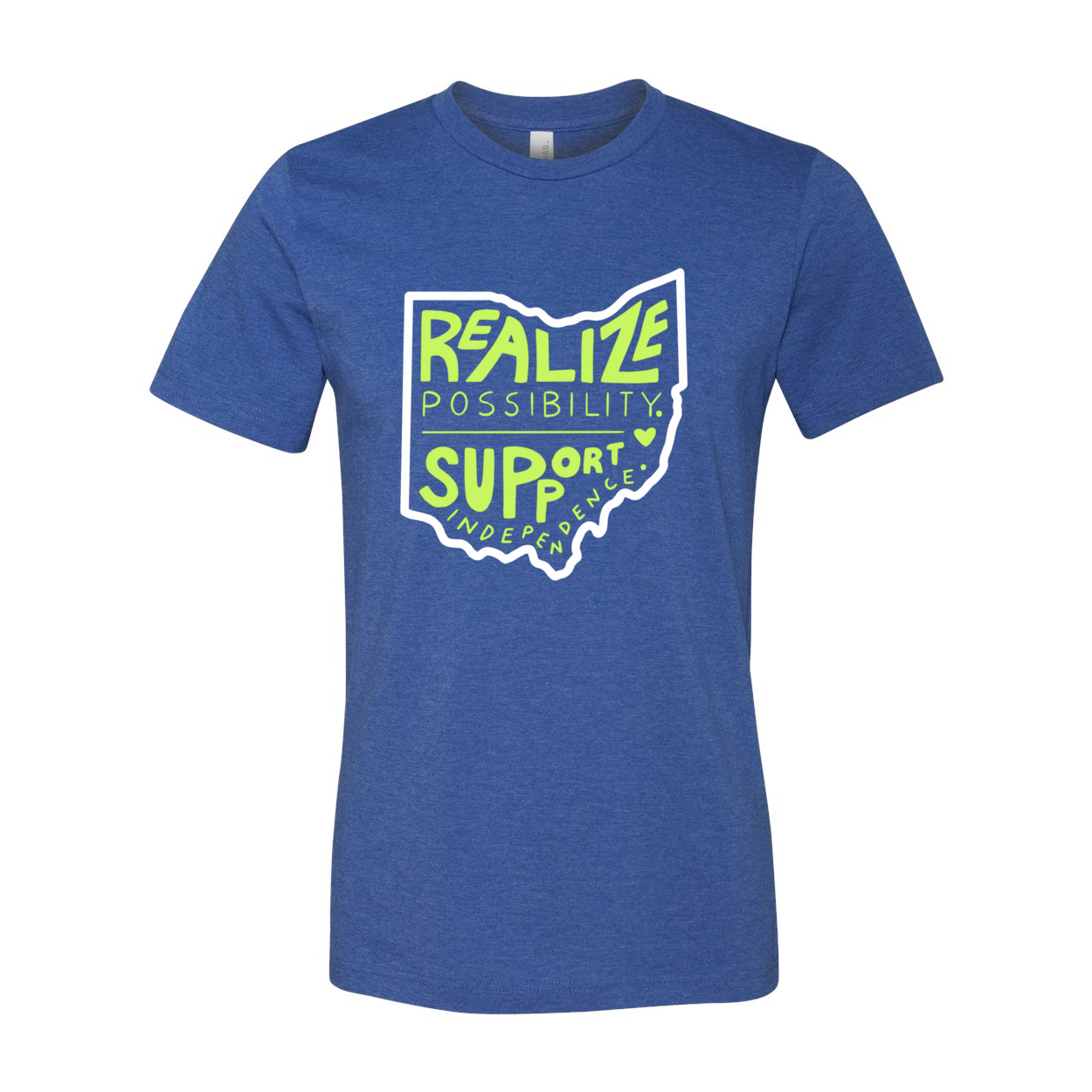 Adult Unisex "Realize Possibilities Support Independence" Bridgeway Graphic Short Sleeve Tee