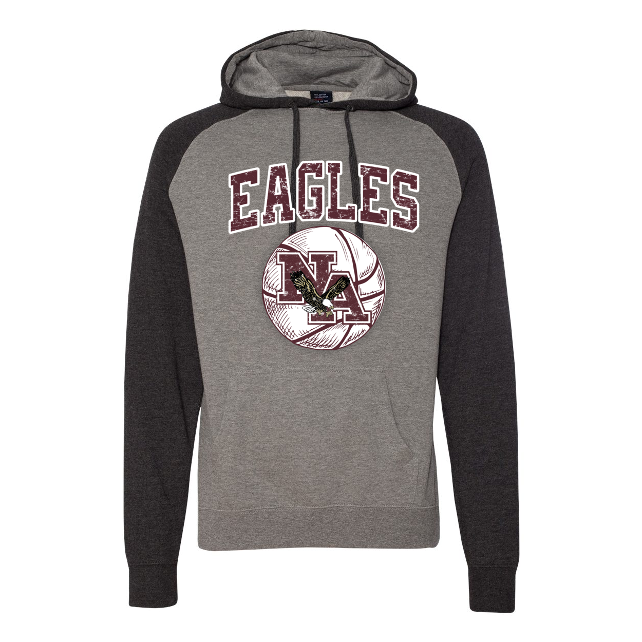 Adult Unisex Vintage Eagles Basketball Raglan Hoodie