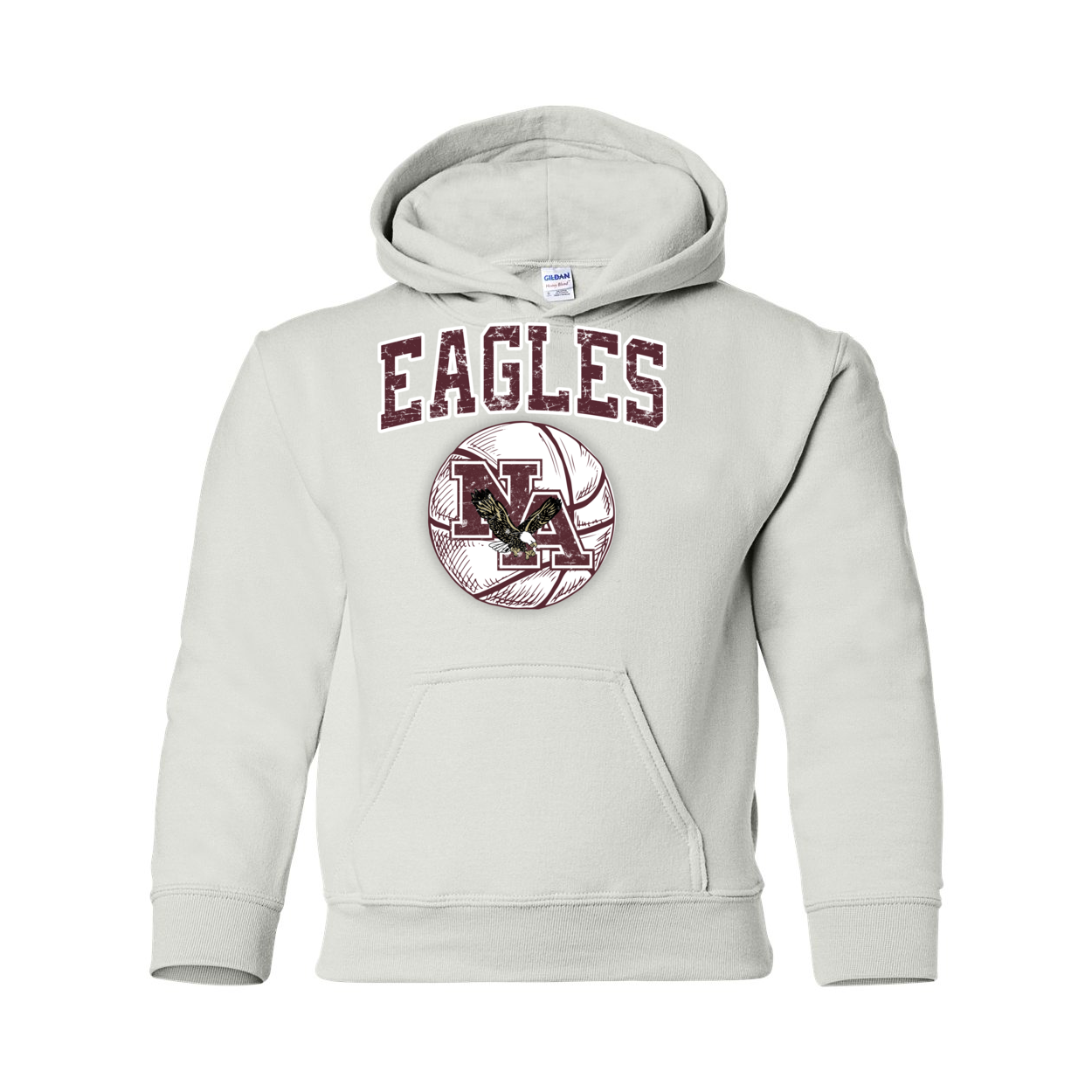 Youth Vintage Eagles Basketball Graphic Hoodie