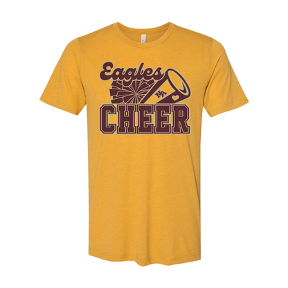 Adult Unisex Super Soft Megaphone Cheer Short Sleeve Graphic Tee - New Albany Eagles