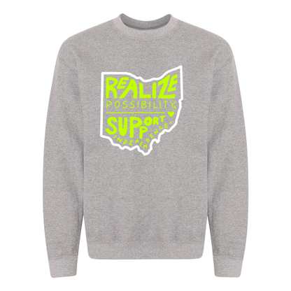 Adult Unisex "Realize Possibility Support Independence" Bridgeway Graphic Crewneck Sweatshirt