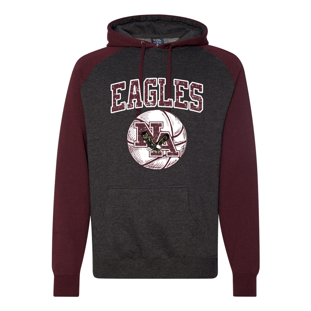 Adult Unisex Vintage Eagles Basketball Raglan Hoodie