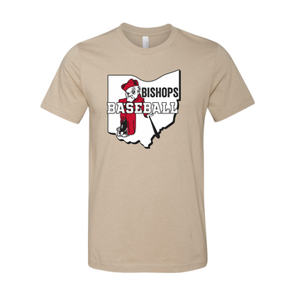 Adult Unisex Ohio Battling Bishops Baseball Graphic Short Sleeve Soft Tee - Ohio Wesleyan University