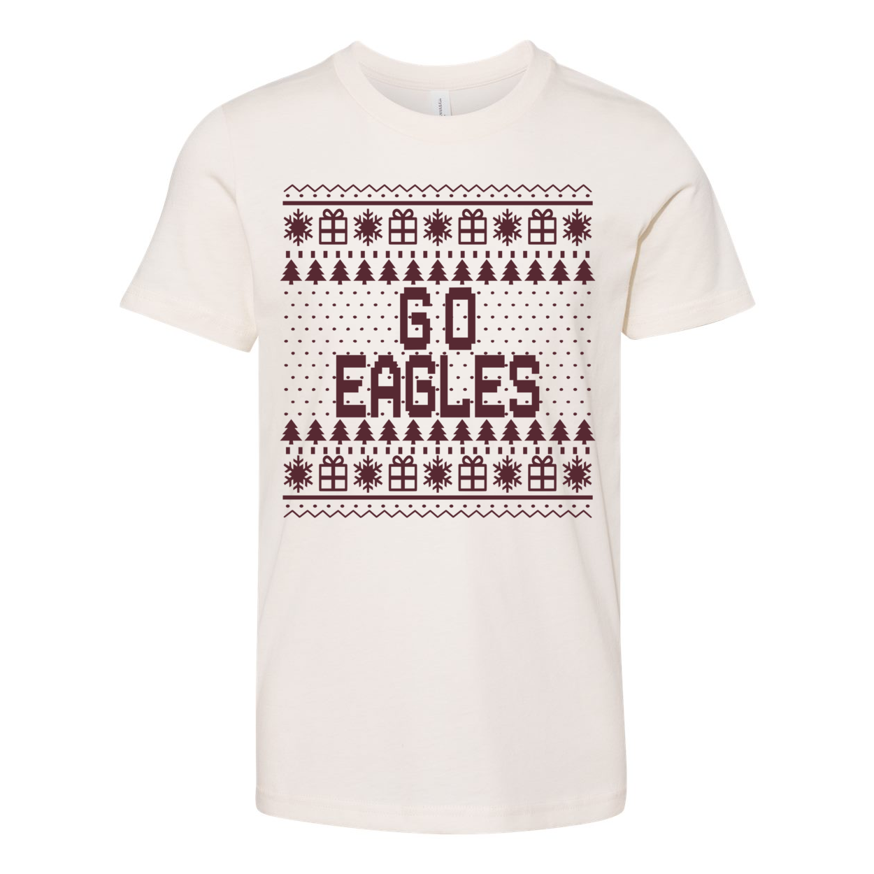 Youth Go Eagles Fairisle Holiday Graphic Short Sleeve Soft Tee