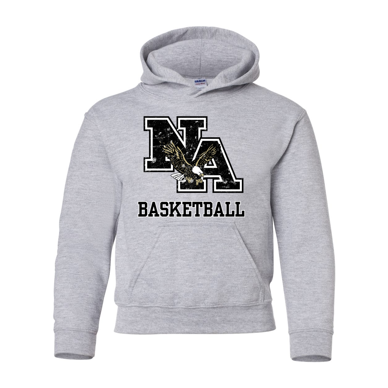 Youth Vintage Distressed Black Logo Basketball Graphic Hoodie