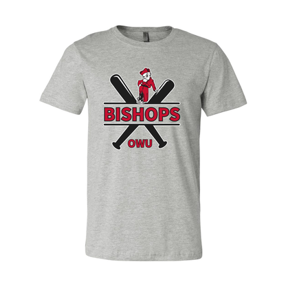 Adult Unisex Bishops Baseball Crossbat Graphic Short Sleeve Soft Tee - Ohio Wesleyan University