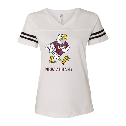 Women's Vintage Fighting Eagle Graphic Short Sleeve Football Ringer Tee